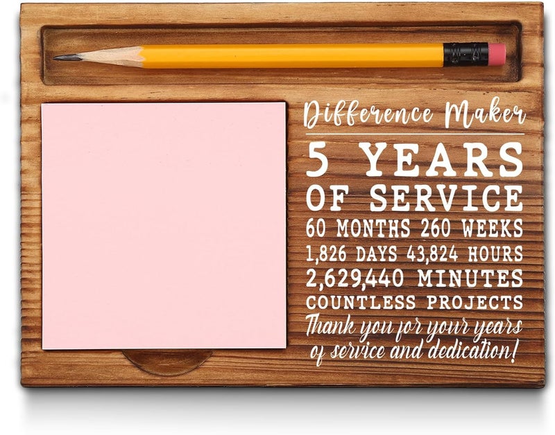 akeke 5th Work Anniversary Sticky Note Holder, Thank You Appreciation 5 Year Work Anniversary Decor Gifts for Women, Employee, Him, Her, Happy 5th Work Anniversary Self-Stick Note Pad Holders GSH31 - Image 1